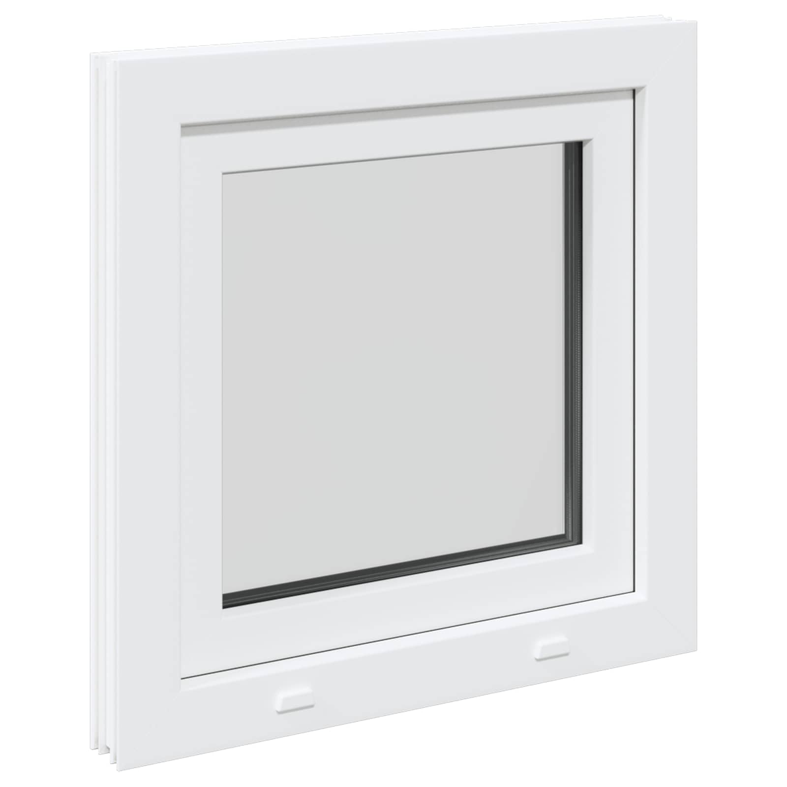 Risor - Finestra per cantina, 60 x 60 cm, in PVC bianco, con vetro, funzione di inclinazione e rotazione, protezione termica e insonorizzazione, telaio a 5 camere, vetro isolante per casa e