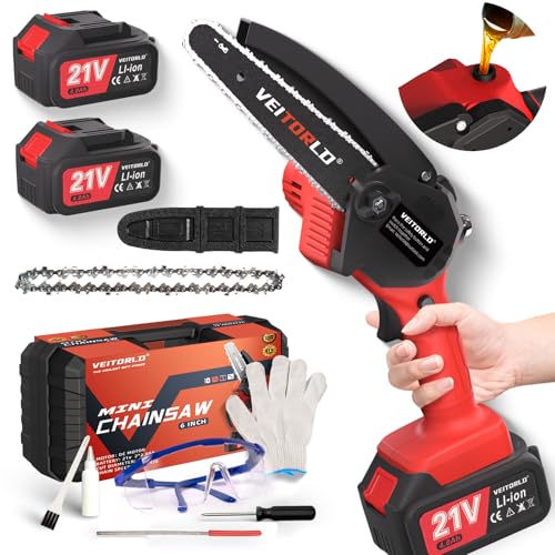 Akku Kettensäge, 6 Zoll Mini Kettensäge mit 1000W Bürstenloser Motor und...