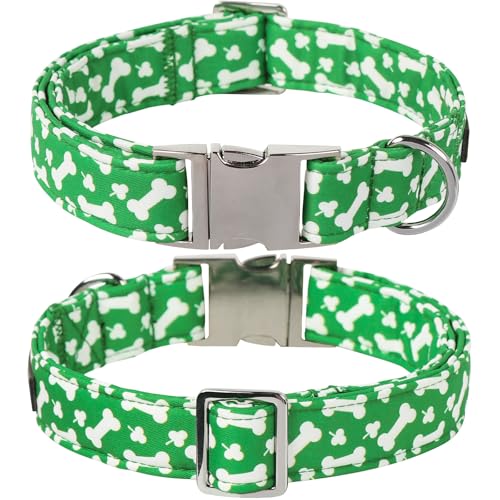 Lionet-Paws-St-Patrick-Green-Dog-Collar-Bone-Dog-Collar-for-Small-Dogs-Adjustable-Cotton-Clover-Pet-Puppy-Collars-for-Small-Dogs Lionet Paws St Patrick Green Dog Collar Bone Dog Collar for Small Dogs Adjustable Cotton Clover Pet Puppy Collars for Small Dogs