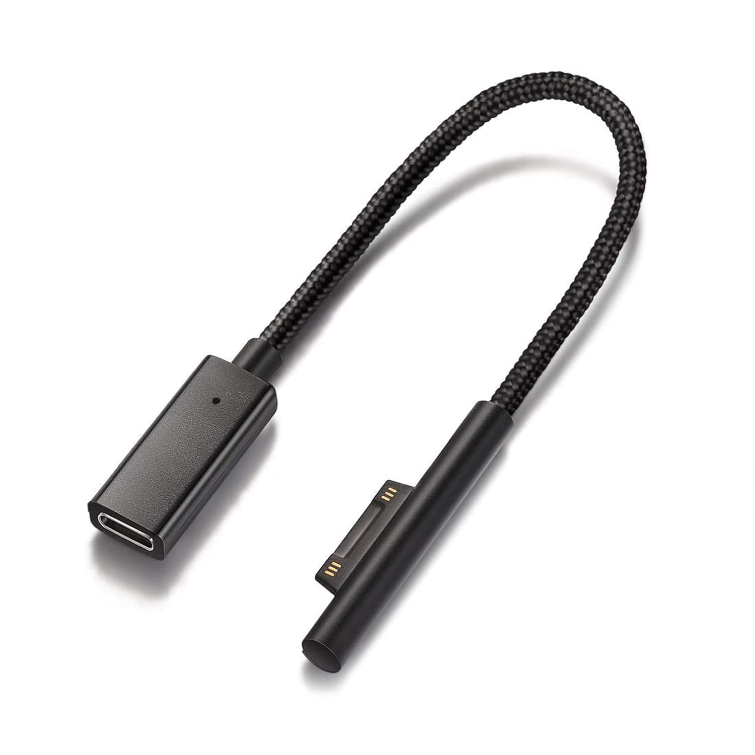 Sisyphy USB-C Charging Cable Compatible for Microsoft Surface Pro 7/6/5/4/3 Surface Laptop 1/2 Black Female Connect to 45W 15V PD Charging Works with PD Power Supply-0.2 Meters (Cable Only)