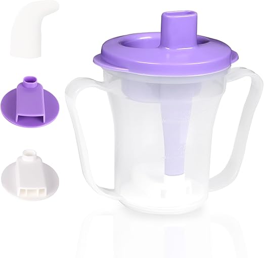 Dysphagia Regulating Drinking Cup for Elderly-Having Difficulty Swallowing,Dispenses 5 cc or 10 cc of Liquid Helps to Prevent Choking,Liquids Only (Purple)