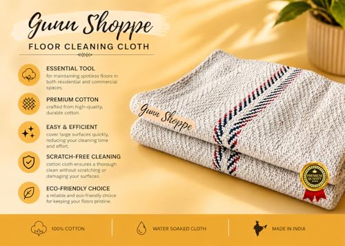 Image of Large Cotton Floor Cleaning Cloth 28x28 Inch Pack of 2 | Super Absorbent Reusable Pocha for Wet & Dry Mopping | Heavy Duty Big Size Mop Cloth for Home, Office & Showroom (28 x 28-2PC)