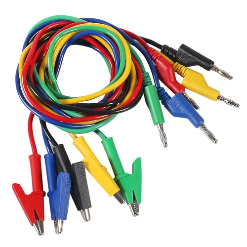 Image of 5pcs Test Leads 4mm Stackable Banana Plug to Crocodile Alligator Clips Flexible Cable Wire 3.3ft /1m for Multimeter Electrical Testing (Banana Plug to Alligator Clips)