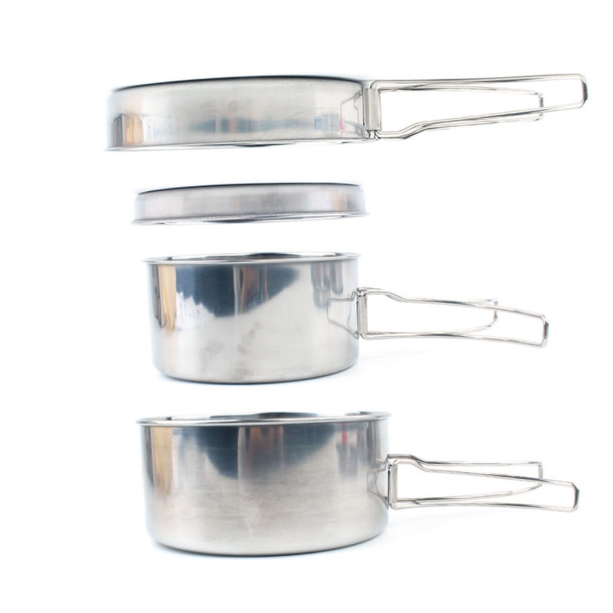 4pezzi Pentole Pieghevoli in Acciaio Inossidabile Pentole Portatili per Campeggio all Aperto Utensili da Cucina Combinati Accessori da Campeggio per Escursionismo