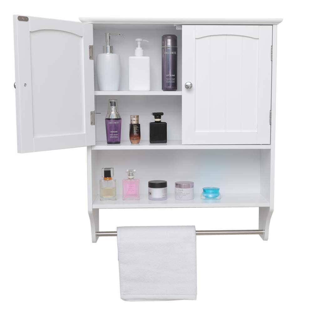 Buy IWELL Wall Bathroom with 1 Adjustable Shelf & Towels Bar