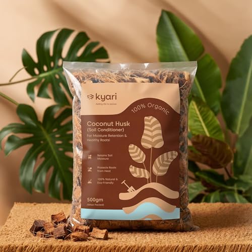 Image of KYARI Coconut Husk Chips 500g | Coco Husk for Orchids, Anthuriums & Tropical Plants | Improves Aeration & Moisture Retention | Organic Growing Medium