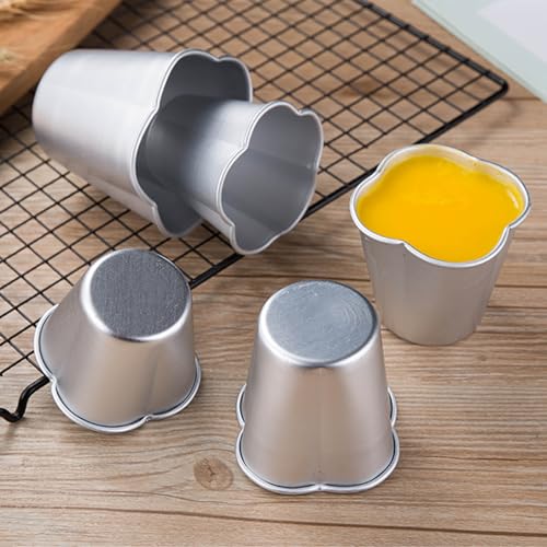 image for QJFCare 6 Pcs Popover Pan, Aluminium Pudding Tin Cup Baking Maker, Ind