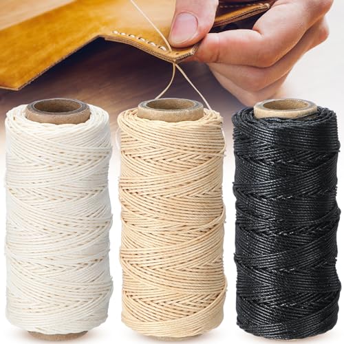 Hilo de lino encerado natural 3 rollos 131 yardas 0.55 mm miniatura 1