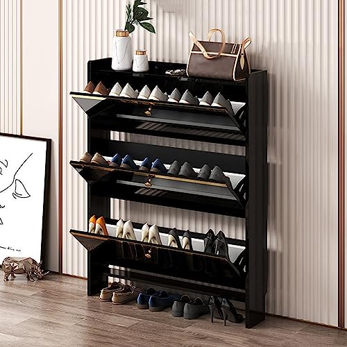 Zapateros de madera blanco con 3 cajones abatibles y estante ajustable 4
