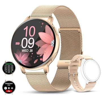 Smartwatch Relógio Inteligente Tela Full Touch 1.28" Resistente à Água IP67 com Faz e Recebe Ligações, Modos Esportivos e Recebimento de Notificações(2 tiras) (cor-de-rosa)