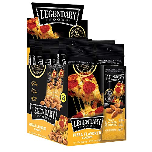 Legendary Foods Pizza Flavored Almonds | Keto Friendly Low-Carb Snacks | High Protein, Fat, Potassium & More | Ideal Gluten Free Snacks for Post-Workout or Keto Diet (1.25oz, Pack of 12)