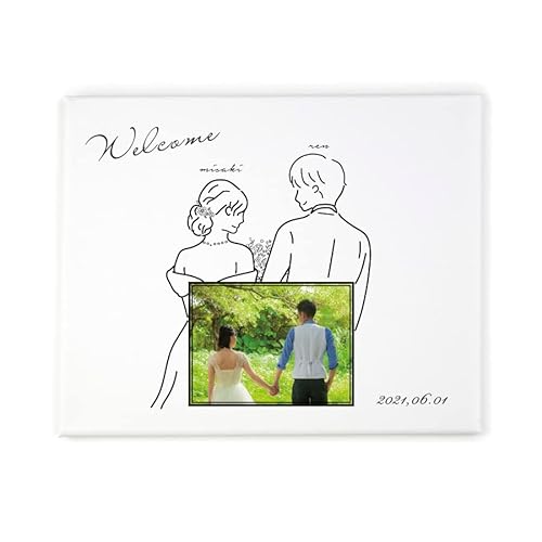 キャンバス ウェルカムボード デザインA イーゼルなし 横 F3サイズ(273×220mm) 記念日 誕生日 写真 名入れ 写真入り オリジナル アート パネル メッセージ カップル ファミリー 家族写真 プレゼント 結婚式 挙式 披露宴 記念品 ウェディ