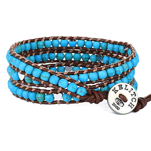 Image of KELITCH New Star Turquoise Bracelets Love Silver Beads 3 Wrap Bracelet Women Shell Pearl Bracelets