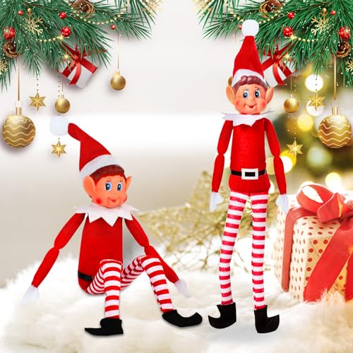LPAOIS Elfo Navidad 40cm Juego de Elfos Muñeca Suave de Pierna Larga Travieso Duende, Santa Divertida Figura de Elfos Que se comportan Mal con Cuerpo Suave y Cara de Vinilo, niño Elfo Decoración