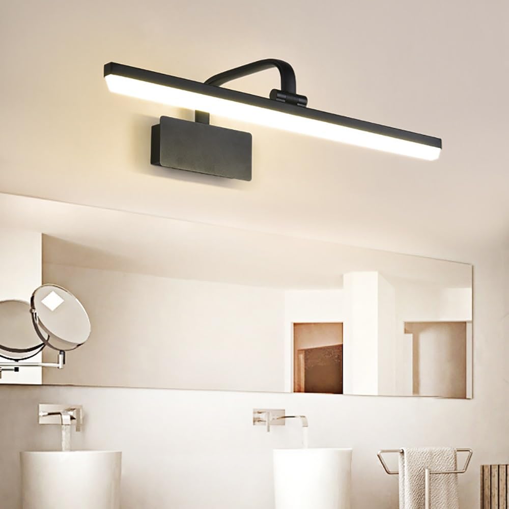 Lampy Lustro Łazienkowe Nowoczesne LED Liniowe, Oświetlenie nad Lustrem Regulowana Głowica Lampy Ścienna Łazienk do Makijażu(Black(3 modes),43cm/16.92in)