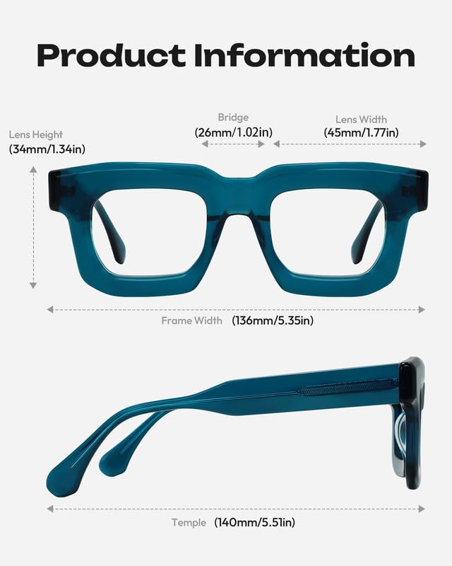 Blue Light Blocking Glasses - Anti Glare & Eyestrain, 99% Filter, Lightweight Acetate Frame for Gaming/Office/Reading