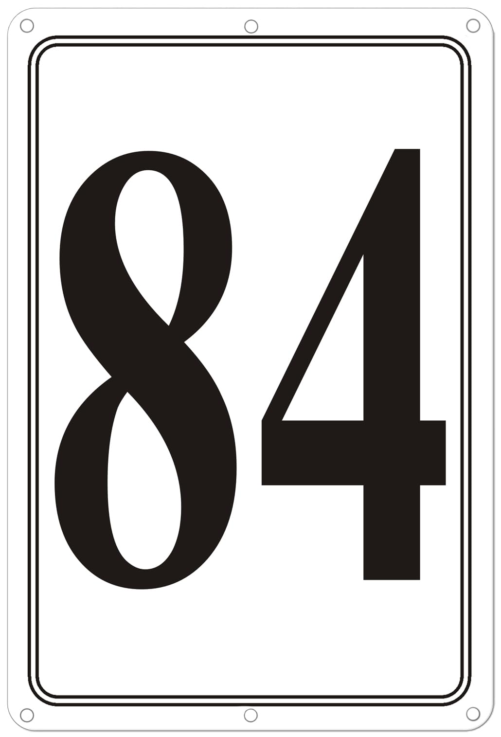 Premium Aluminum Number Signs 84, Metal 12" X 8" Numbered Signs Outdoor for Parking Lots, Floor, Dock, Court, Aisle, Field, High Visibility, No Fade, Weather-resistant