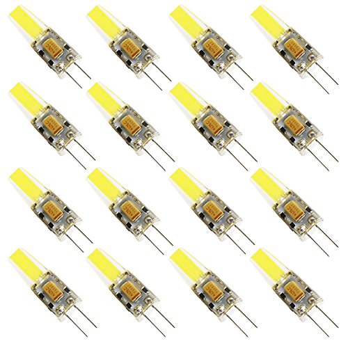 Lot de 16 ampoules LED 3 W G4 COB 30 W halogènes remplacement 1 SMD 1505 lampe LED AC/DC 12 V 250 lm blanc froid 6000 K angle de faisceau 360 ° Cover