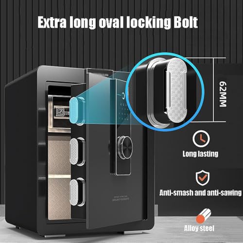 Cofre Doméstico, Pequeno Cofre De 45 Cm Com Impressão Digital E Senha, Cofre Eletrônico, Caixa De Di