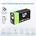 LP 9V Rechargeable Battery Pack, 4-Pack 600mAh Li-ion 9 Volt Battery for Alarms, Wireless Microphones, Smoke Detectors, Toys, Flashlights, Guitar, Keyboard & More