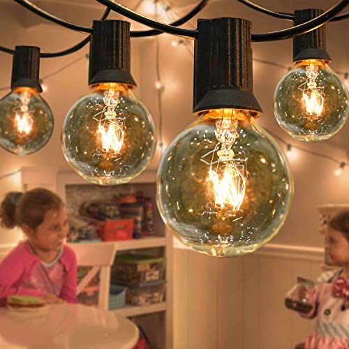 BRTLX Guirnaldas Luminosas de Exterior, G40 50ft/15M Impermeable Cadena de Luces con 25+2 Bombillas 7W 2200K Luces de Patio (2 Bomnillas de Reemplazo) Perefcto para Jardín Patio Fiesta Cafe