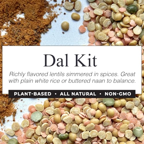 Image of Jain Family Foods - Spicy Dal Lentil Meal Kit | Authentic Indian DIY Spiced Yellow Curry | Makes 30 oz. | High Fiber, Plant-Based, Woman-Owned | Easy Steps, Stove or Instant Pot | 3 Servings