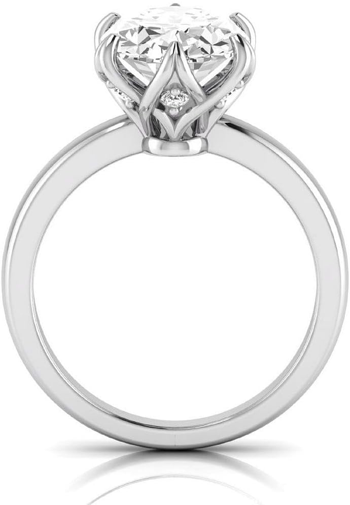 IGI Certified 3 Carat Oval Lab Grown Diamond (3 Ct, F, VS1) 14K Gold Seven Stone Engagement Wedding Promise Ring For Womens