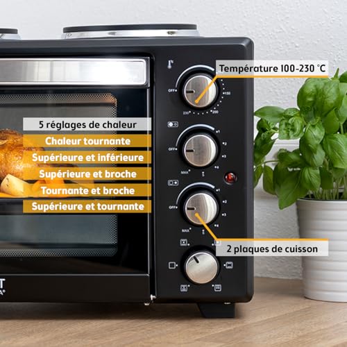 TZS First Austria - Mini-Four avec plaques de cuisson 30L 3200 W - Four à pizza jusqu'à 230°C et 6 modes de chauffage - Four multifonction avec 4 hauteurs d'insertion et accessoires de haute qualité – Image 5