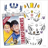 Transformers Costume Face Tattoos – Temporary Tattoo Set for Kids Featuring Optimus Prime, Bumblebee & More, Easy Halloween Costume Accessory, Non-Toxic & Skin-Safe