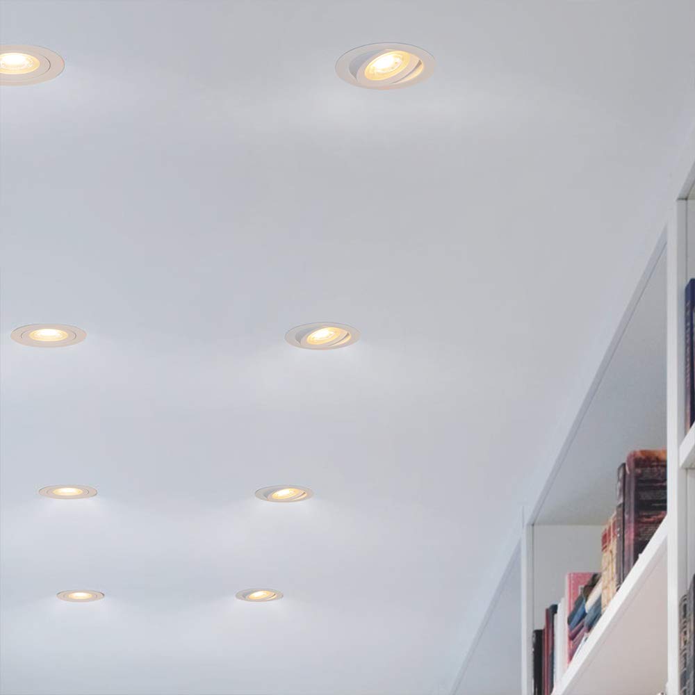 ENUOTEK Lampes Plafonnier Spot a Encastrer LED Encastrable Orientable Grand Dimmable 12W pour Plafond Blanc Chaud Froid Ajustable Diametre Plafond 120-130MM Angle de Eclairage 40° Lot de 6 de