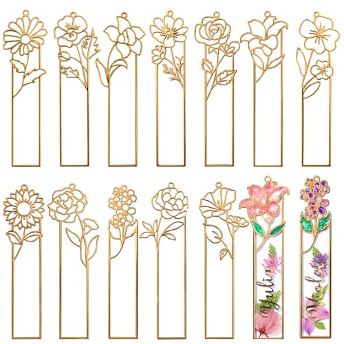 LETS RESIN 12pcs Metal Bookmark Bezels for Resin with Tassels UV Resin Molds for DIY Bookmarks Flower Bookmark Bezels Kit for Craft Supplies & Wind Chime Accessories Gifts for Book Lover