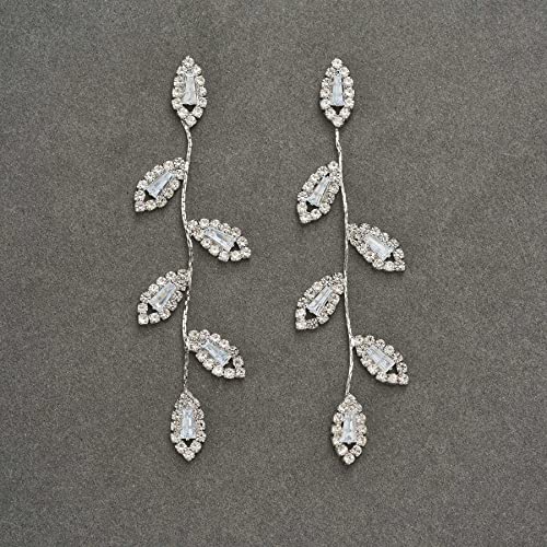 Sweetv Crystal Wedding Earrings For Brides, Bridesmaid, Bridal Earrings For Wedding, Fancy Cubic Zirconia Rhinestone Dangling Earrings For Women Prom Party Jewelry Gifts, Silver #TOP3