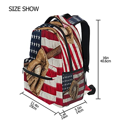 Yppahhhh American Usa Flag School Bag Backpack College Bookbag,Baseball Laptop Backpacks Computer Bag Travel Hiking Camping Daypack For Women Girls Men Boys Students #TOP5