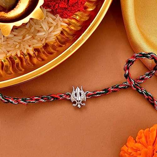 925 Silver Thread Rakhi with Roli Chawal Pack - Rakhi For Brother