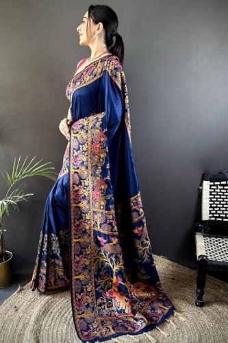 Image of SGF11 Women's Kanjivaram Pure Soft Silk Saree With Unstitched Blouse Piece