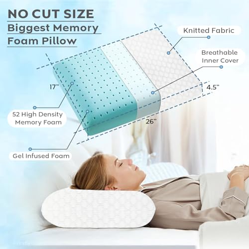 Image of AYKA Cooling Memory Foam Pillow For Neck & Shoulder Pain | Neck Orthopedic Pillow For Sleeping, Pain Relief & Spinal Alignment | Ergonomic Design | 2 Years Warranty (Set of 1),White