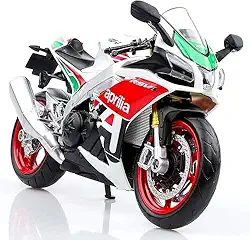 Miniatura Metal Diecast Motocicleta Moto Aprilia RSV4 - Escala 1/12 (Branco e Vermelho)