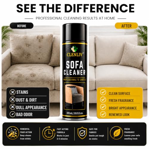 Image of Sofa Foam Cleaner - Waterless Sofa & Carpet Cleaner Foam | Quick Dry Fabric Upholstery Spot Remover | Anti-Odour Fabric and Cushion Cleaner | 600ML |