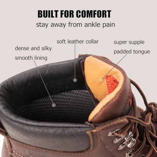 Image of SUREWAY 6 inch Mens Soft Toe Work Boots for Men,Goodyear Welt,Extremely Comfortable Durable Proved,Superior Oil /Slip Resistant,Thicker Full Grain Leather,Wedge Sole,Soft Toe Work Boots /Shoes for Men,EH