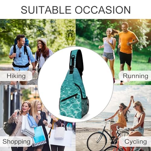 Mochila deportiva tipo sling azul para senderismo miniatura 6