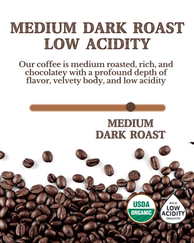 Subtle Earth Organic Coffee - Medium Dark Roast - Whole Bean Coffee - 100% Arabica Beans - Low Acidity And Non-Gmo - 5Lb Bag #TOP2