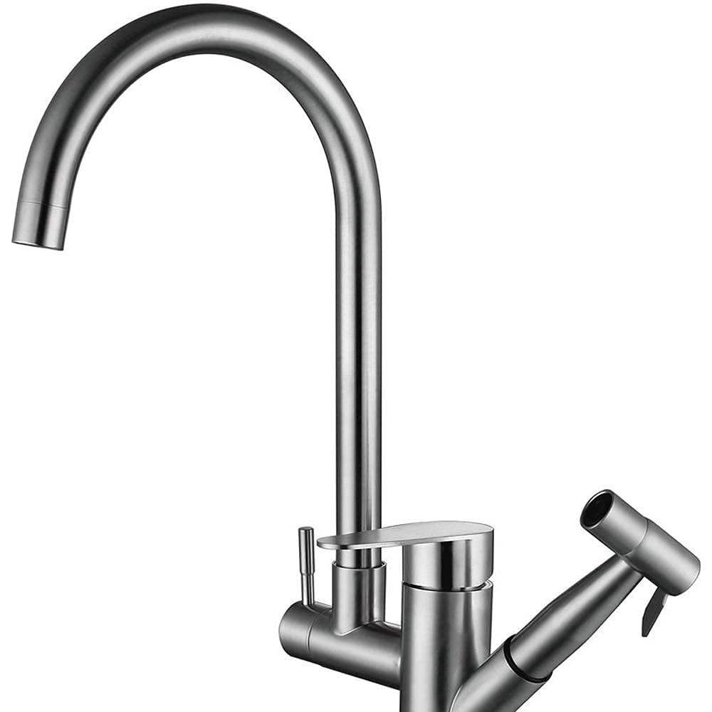 Mitigeur cuisine moderne eau chaude froide avec douchette extractible et bec pivotant robuste