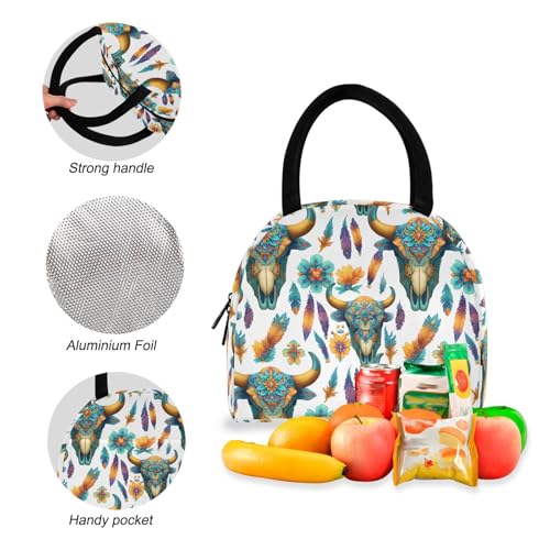 Bison Indian Print Backpack Set with Lunch Bag, Large Capacity Travel Backpacks and Lunch Box Insulated for Commute Hiking Picnic4
