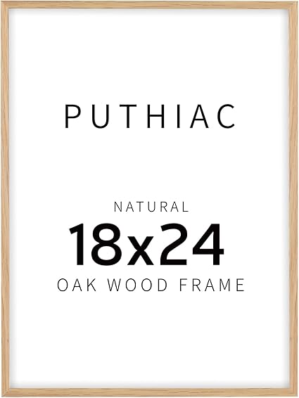 puthiac 18x24 Oak Wood Picture Frames -18"x24" Poster Frames for Wall, 18x24 Picture Frame, 18 x 24 Picture Frames, 18 x 24 Frame for Wall(1 Pack, Beige)
