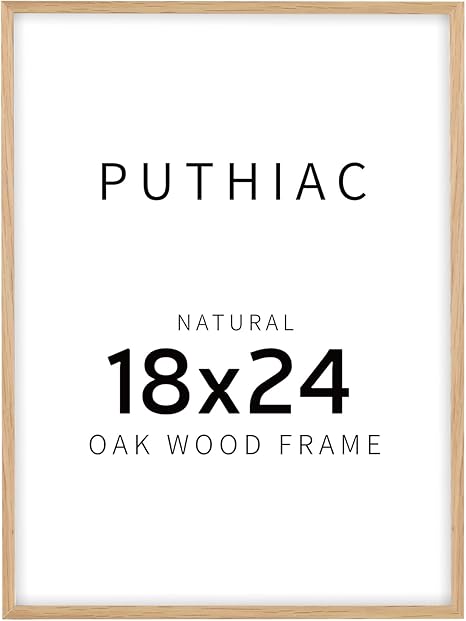 puthiac 18x24 Oak Wood Picture Frames -18"x24" Poster Frames for Wall, 18x24 Picture Frame, 18 x 24 Picture Frames, 18 x 24 Frame for Wall(1 Pack, Beige)