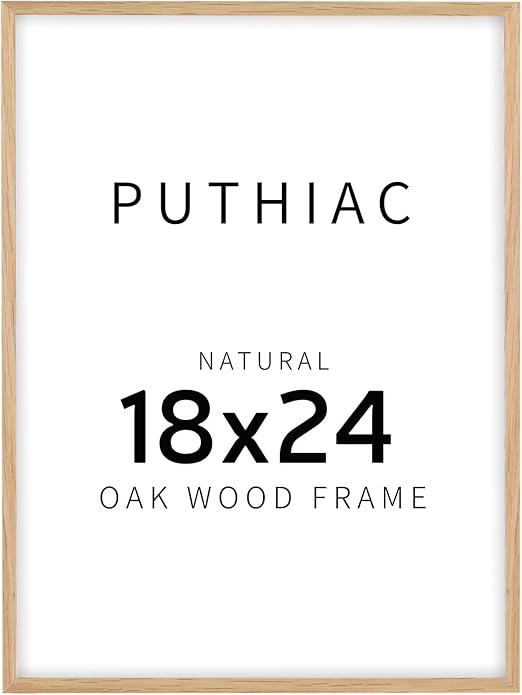 puthiac 18x24 Oak Wood Picture Frames -18"x24" Poster Frames for Wall, 18x24 Picture Frame, 18 x 24 Picture Frames, 18 x 24 Frame for Wall(1 Pack, Beige)