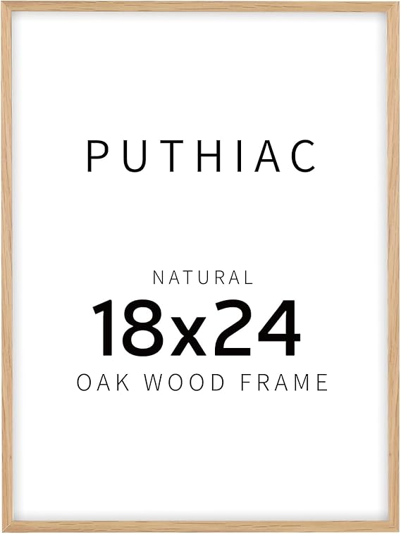 puthiac 18x24 Oak Wood Picture Frames -18"x24" Poster Frames for Wall, 18x24 Picture Frame, 18 x 24 Picture Frames, 18 x 24 Frame for Wall(1 Pack, Beige)