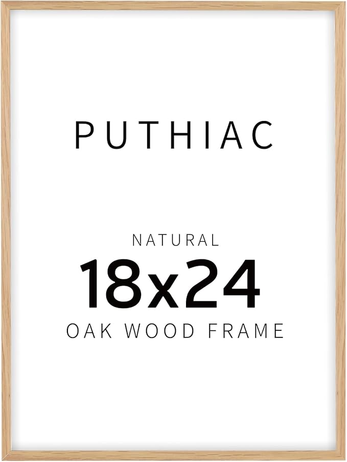 puthiac 18x24 Oak Wood Picture Frames -18"x24" Poster Frames for Wall, 18x24 Picture Frame, 18 x 24 Picture Frames, 18 x 24 Frame for Wall(1 Pack, Beige)
