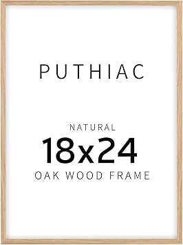 puthiac 18x24 Oak Wood Picture Frames -18"x24" Poster Frames for Wall, 18x24 Picture Frame, 18 x 24 Picture Frames, 18 x 24 Frame for Wall(1 Pack, Beige)
