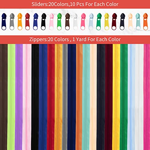 WILLBOND 20 Color Assorted Zipper for DIY Tailor Bags Purses Crafts (Various Color)
WILLBOND 200 Zipper Sliders for Sewi